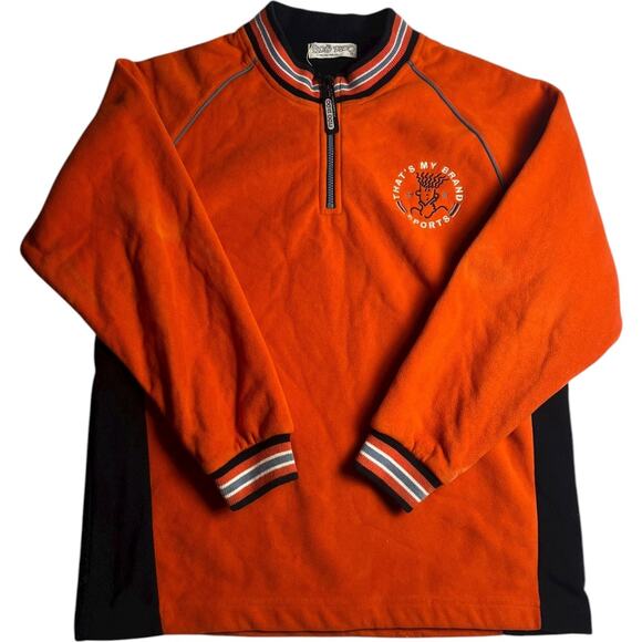 Fido Dido 90s Orange Half Zip Youth Pullover Sweater - Picture 1 of 3
